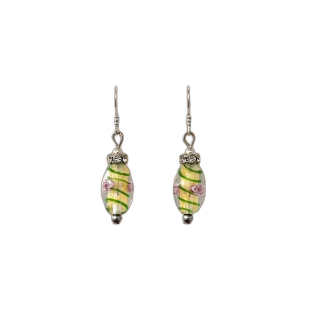 Indio Jewelry Yellow and Pink Murano Glass Earrings Item#304
